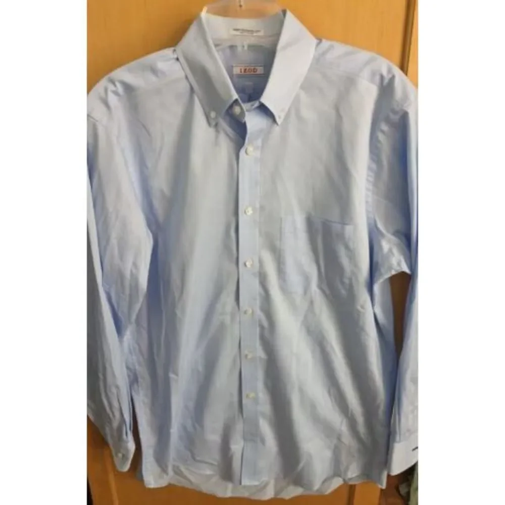 IZOD Dress shirt men size 15 1/2 34-35 long sleeve button‎ down collared shirt